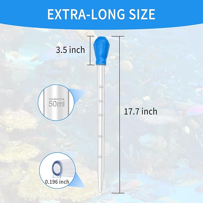 17.7in 1 Pieces Long Pipette for Fish Tank Coral Food Feeder Long Syringe Reef - Image 2
