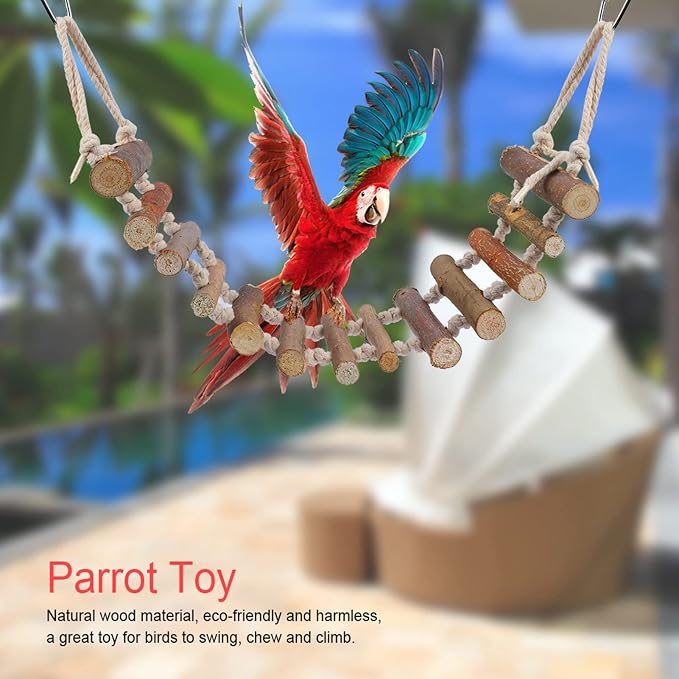 Naturals Rope Wooden Ladder Bird Swing - Image 8