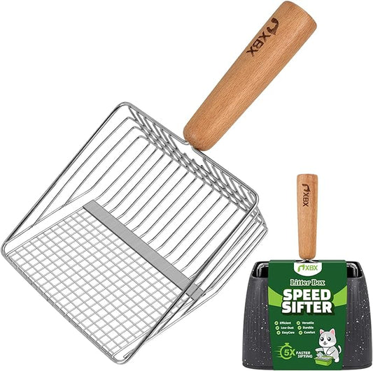 XBX Cat Litter Scoop with Holder, Heavy Duty Litter Sifter, Stainless Steel by XBXPetSupplies