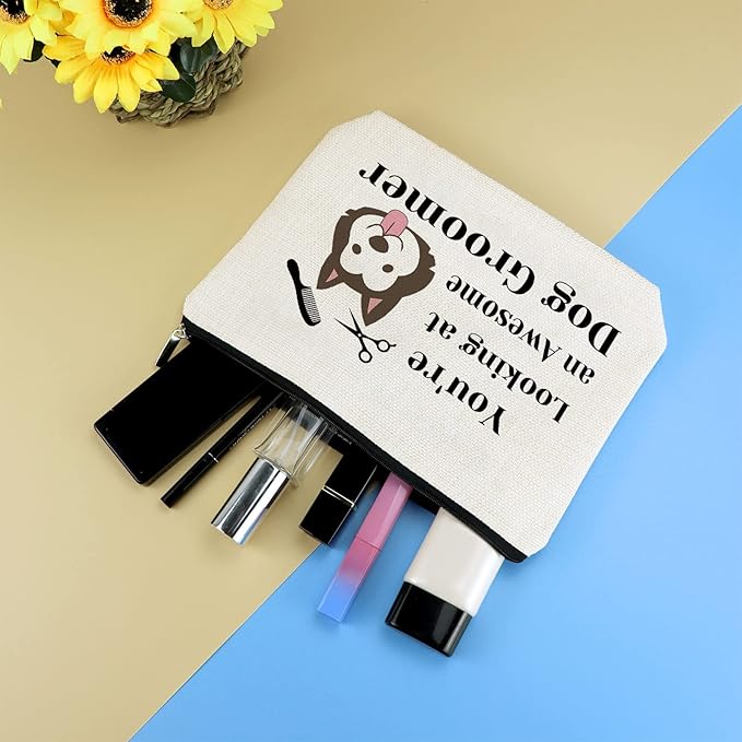 Dog Groomer Gift for Women Makeup Bag Pet Grooming Present Cosmetic Bag Dogs - Image 4