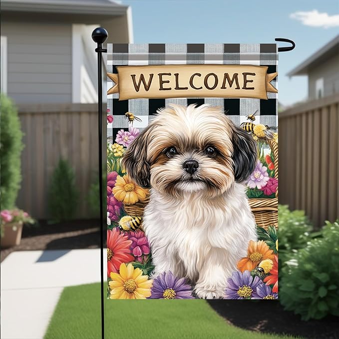 Spring Summer Garden Flag Shih Tzu Dog Flag 12x18 Inch Double-Sided Cute Puppy - Image 5