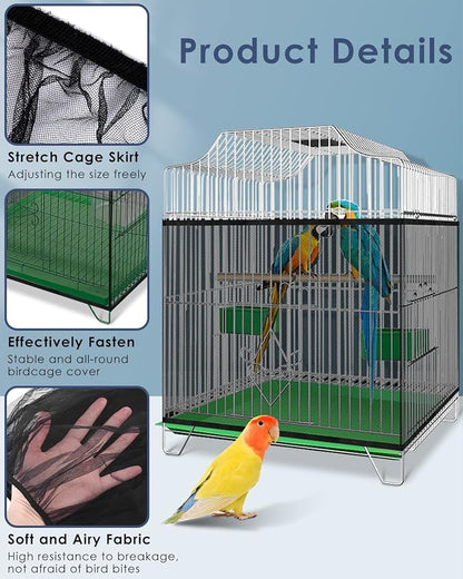 Bissap Bird Cage Seed Catcher, Universal Birdcage Net Nylon Adjustable Elastic - Image 3