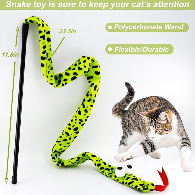 Interactive Cat Toy Wand with Catnip Mouse, Cat Teaser Wand Rainbow String - Image 3