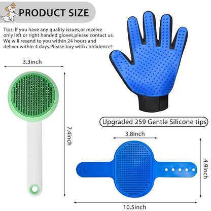 GJEASE Cat Grooming Glove Brush, Self-Cleaning Slicker Pet Brush - Image 4