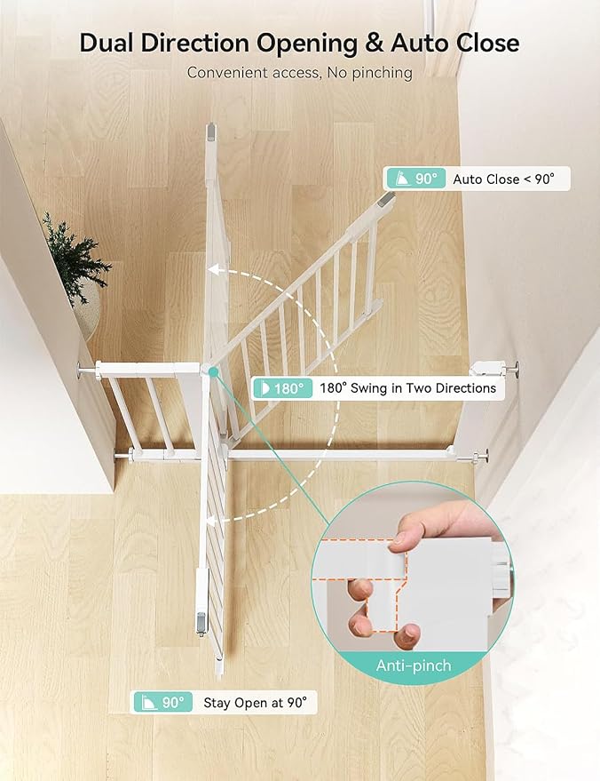 COMOMY 30" Tall Baby Gate for Stairs Doorways, Fits Openings 29.5" to 46" Wide - Image 5