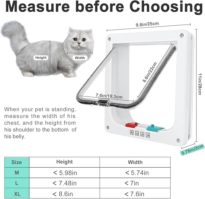 Safety Pet Door with 4 Way Lock, Weatherproof Cat Flap - Image 4