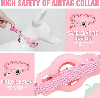 BINGPET AirTag Cat Collar with Bells, Upgraded Safety Elastic Cat Collar with - Image 3