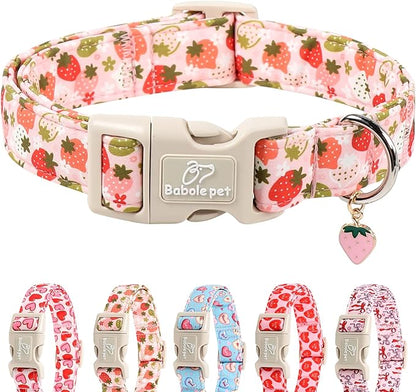 Strawberry Dog Collar for Medium Dogs by Babolepet