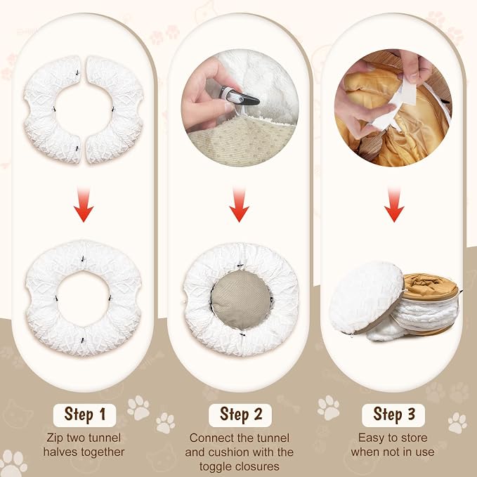 OurWarm Cat Tunnel Bed for Indoor Cats, Soft Plush Cat Donut Tunnel - Image 6