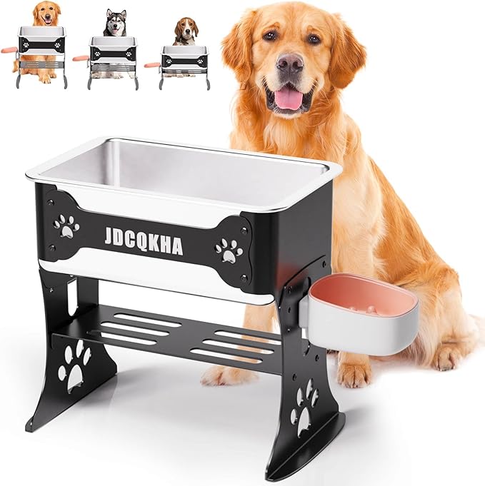 3 Gallon Elevated Large Dog Water Bowl, 3 Height Adjustable Stainless Steel by Unknown
