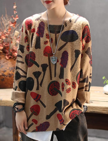 YESNO Women Christmas Sweater Graphic Printed Oversized Pullover Sweaters - Image 2