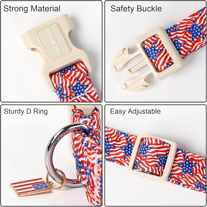 DOGWONG American Flag Dog Collar, Patriotic Independence Day Dog Collar Soft - Image 3