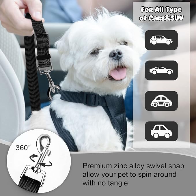 BWOGUE Pet Dog Cat Seat Belts, Car Headrest Restraint Adjustable Safety Leads - Image 5