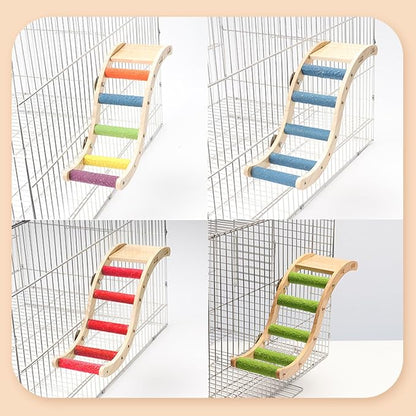 Nature Wooden Bird Ladder Pet Parrots Climb Bridge Exercise Stands - Image 7