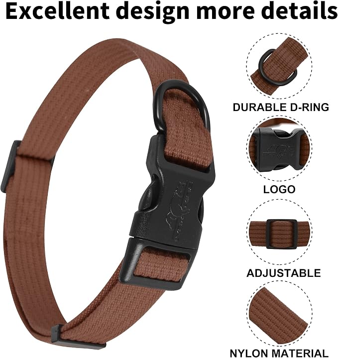 lynxking Dog Collar Soft Padded Breathable Cotton Solid Color Strong Adjustable - Image 2