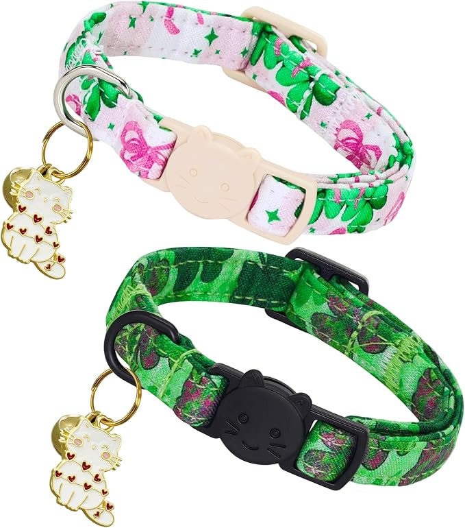Elegant little tail 2 Pack Cat Collar- St. Patrick's Cat Collars Breakaway by Elegantlittletail
