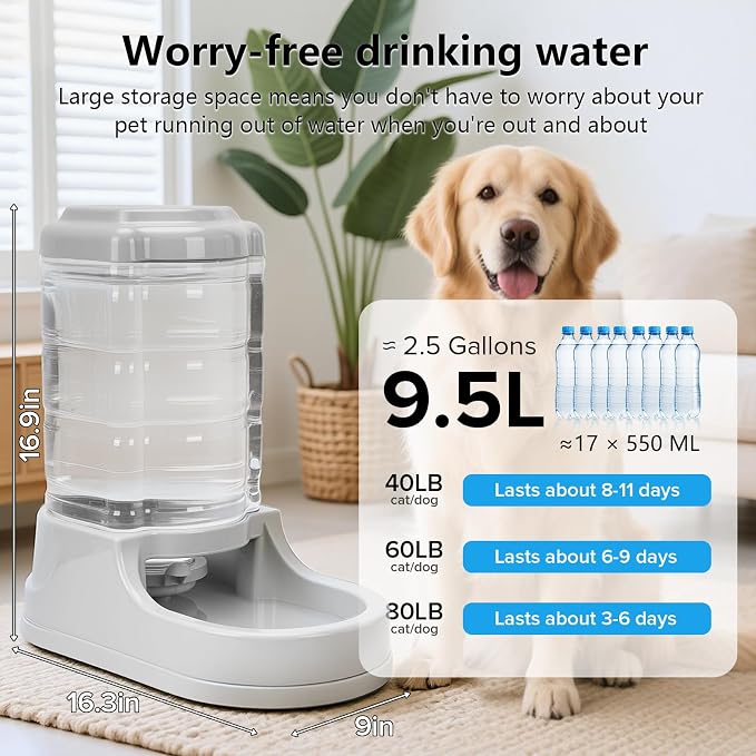 Kenond 2.5 Gallon Automatic Dog Water Dispenser, Gravity Water Bowl - Image 2