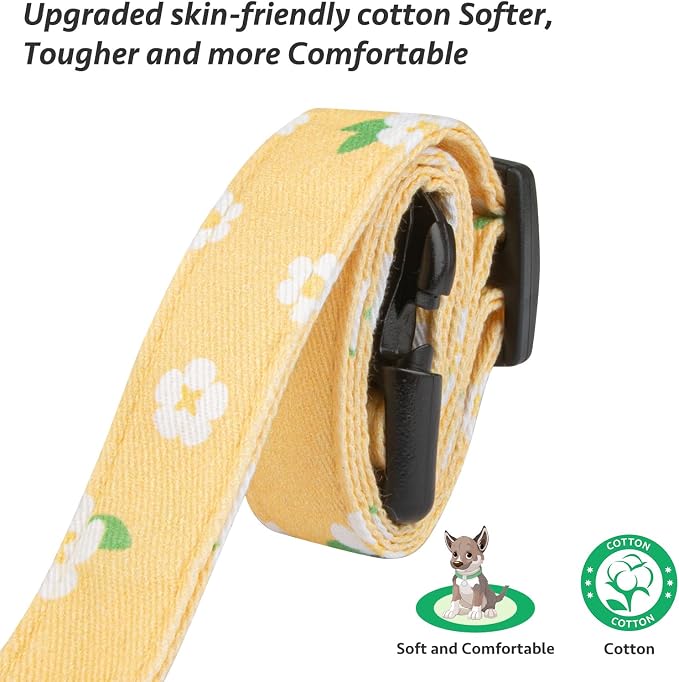 Cotton Handmade Dog Collar Cute and Distinctive Patterns Yellow Flower - Image 4