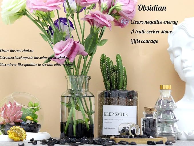 1lb Obsidian Aquarium Gravel Rocks Natural Tumbled Healing Crystal Chips Bulk - Image 2