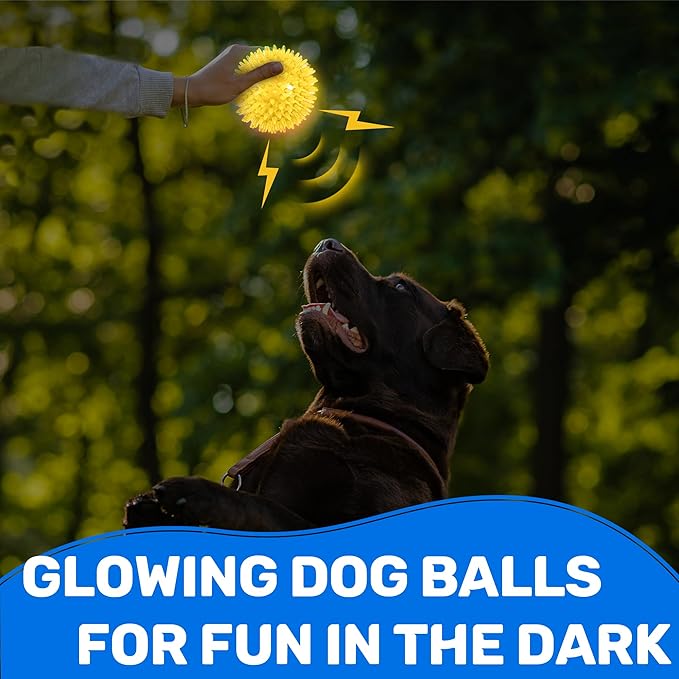 6 Pack 2.5" Light Up Squeaky Dog Balls, Spiky Dog Toy Balls - Image 6