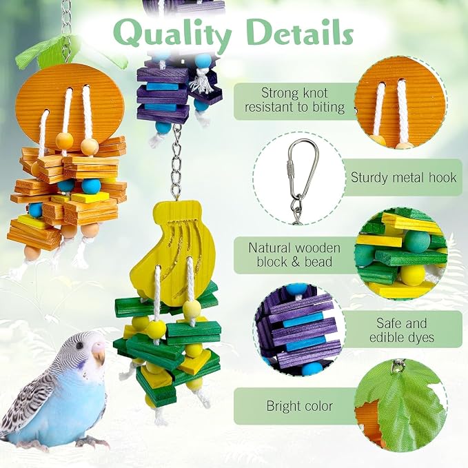 Natural Wood Parrot Toys Set of 6 Pieces - Image 2