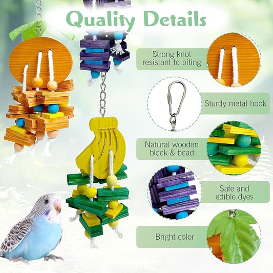 Natural Wood Parrot Toys Set of 6 Pieces - Image 2