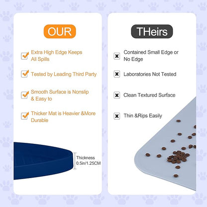 100% Waterproof 1.0" Raised Edge BPA Free Silicone Dog Food Mat, Pet Cat - Image 6