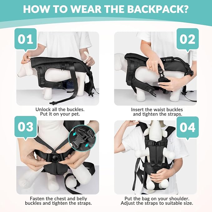 Dog Carrier Backpacks, Adjustable Dog Backpack Carrier, Legs Out Easy-fit Dog - Image 4