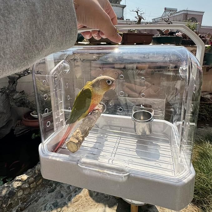 Bird Travel Cage, 10×6.7×8.3 Inches Waterproof & Sturdy Pet Carrier - Image 9