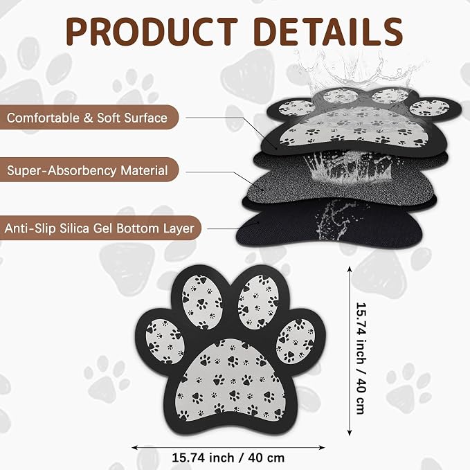 Dog Food Mat for Bowls, Absorbent Quick Dry Dog Cat Mats for Food and Water - Image 2