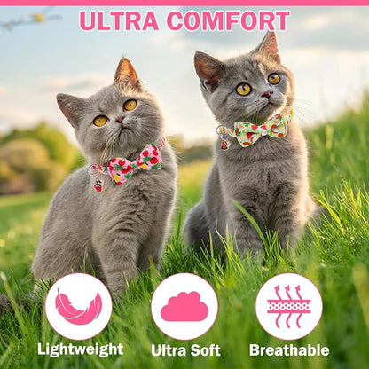 Cat Collar with Bell Bow Tie Fruit Breakaway Bowtie Cat Collar - Image 5