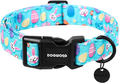 DOGWONG Easter Dog Collar, Colorful Egg Dog Collar Soft Durable Adjustable by DOGWONG