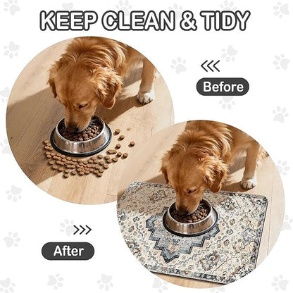 Dog Food Mat for Pet Cat Food Mat, Boho Absorbent Quick Dry Dog Bowl Mats for - Image 6
