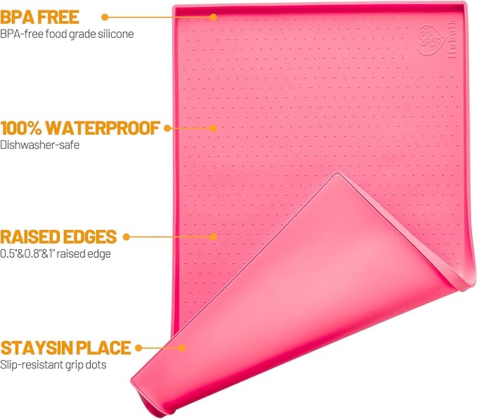 Hubulk Dog Feeding Mat, 100% Waterproof Food Grade Silicone Pet Food and Water - Image 2