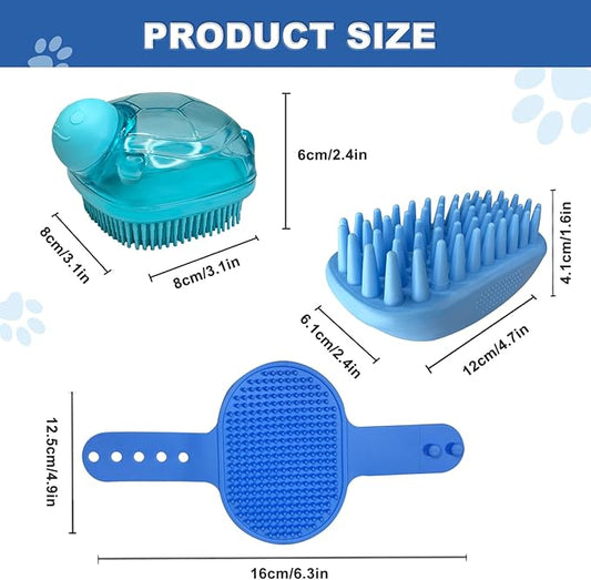 3PCS Dog Bath Brush, Dog Shampoo Brush, Dog Scrubber - Image 2