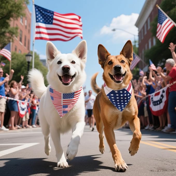 American Flag Dog Bandanas, 4th of July Dog Bandana, Large Summer Triangle - Image 5
