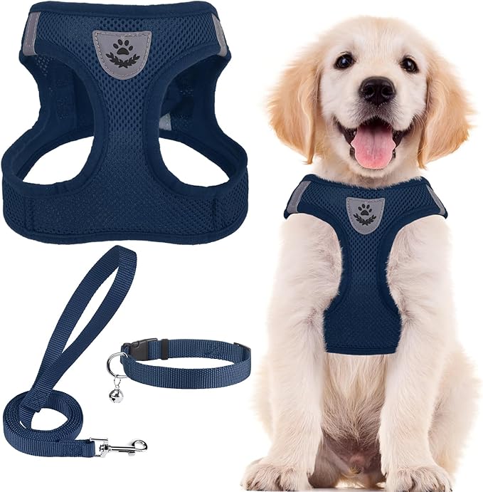 PUPTECK Adjustable Dog Harness Collar and Leash Set Step in No Pull Pet Harness by PUPTECK