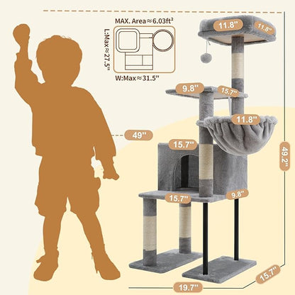 Heybly Cat Tree, 49.2 Inches Cat Tower - Image 3