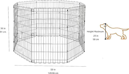 Amazon Basics Portable Foldable Octagonal Metal Exercise Dog Playpen, - Image 2