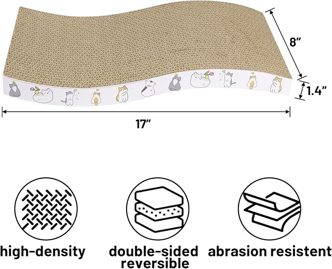 PatiencET Cat Scratcher Cardboard 4 Pack Cat Scratch Pad Reversible Scratcher - Image 2