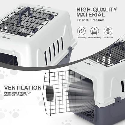 MoNiBloom 22-Inch Dog Crate Plastic 2-Door Top Loading Cat Carrier, Hard-Sided - Image 7