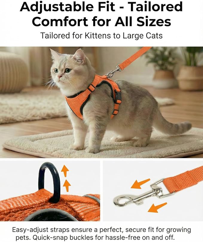 Luxelle 2 Pack Escape-Proof Cat Harness and Leash Set - Image 4