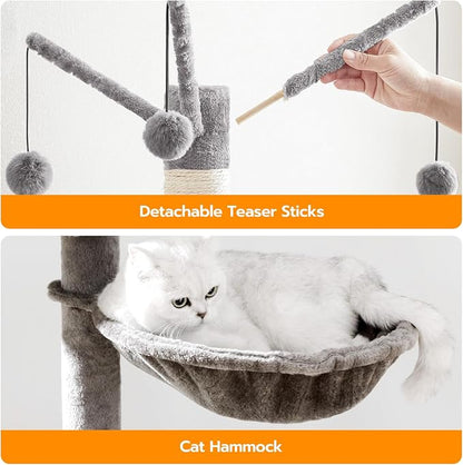 HOOBRO Cat Tree Tower with Litter Box Enclosure Indoor, Wooden Cat Condo with - Image 7