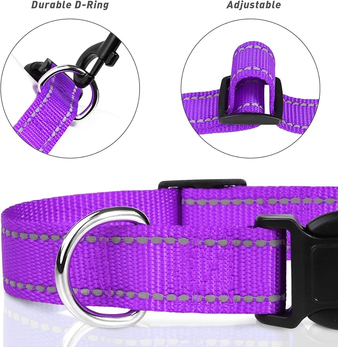 TagME Reflective Nylon Dog Collars, Adjustable Classic Pet Collar - Image 3