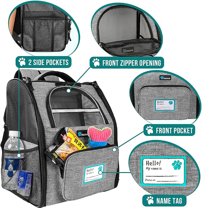 PetAmi Dog Backpack Carrier for Small Large Cat, Ventilated Pet Hiking Backpack - Image 3