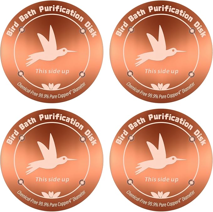 4Pcs Pure Copper Bird Bath Purification Disk, 0.6mm thick, All-Season Safe by CTTZCKJ