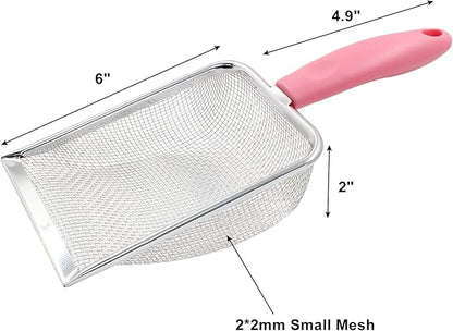 Hordion Cat Litter Scoop Stainless Steel Mesh Scooper, 2mm Mesh Non-Stick - Image 3
