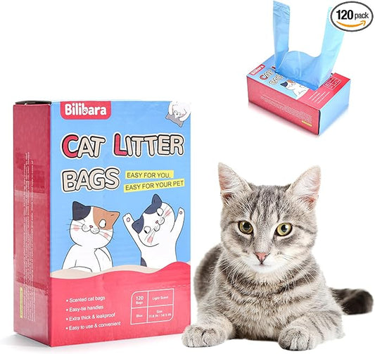 Cat Litter Bags, Ultra Thick, Leak-Proof, Disposable, 15 Liters Capacity by Bilibara