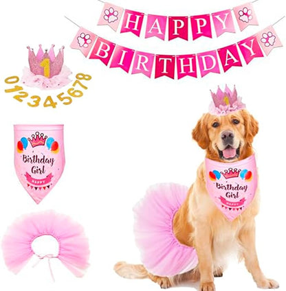 ADOGGYGO Dog Birthday Hat Bandana Girl by ADOGGYGO