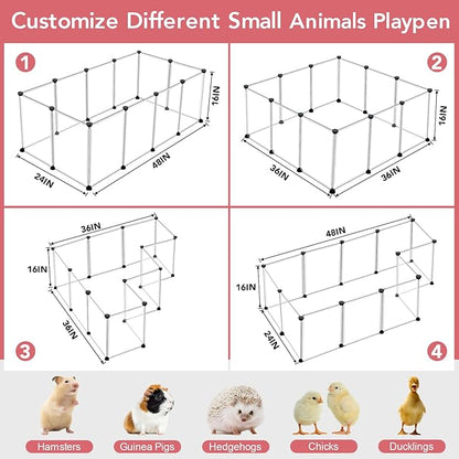12 Panels Transparent Small Animals Playpen, Plastic Enclosure, Puppy Play Pen - Image 4